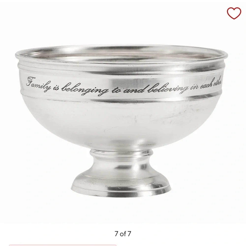 Pottery Barn Sentiment Silver Snack Bowl